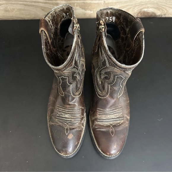 Ariat Billie Unbridled Western Boots 7.5 Brown Side Zip Ankle Cowgirl Rodeo - Picture 10 of 16